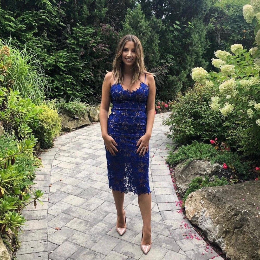 Bardot royal blue floral lace dress